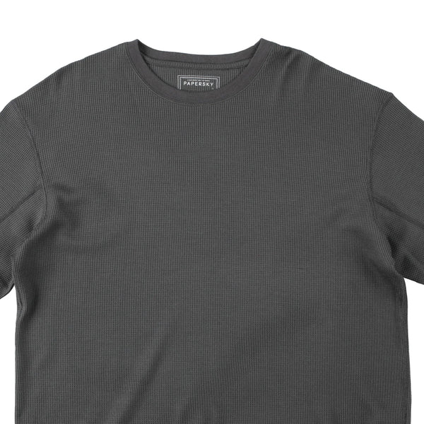 MERINO WAFFLE LONG T-SHIRT/メリノワッフル ロングTシャツ(BLACK)