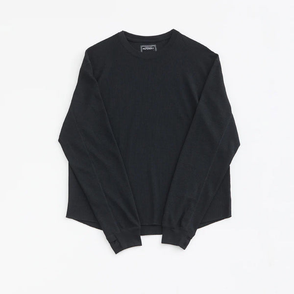 MERINO WAFFLE LONG T-SHIRT/メリノワッフル ロングTシャツ(BLACK)