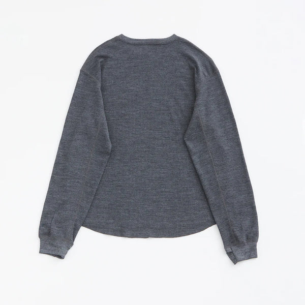 【PAPERSKY WEAR|ペーパースカイウェア】MERINO WAFFLE LONG T-SHIRT/メリノワッフル ロングTシャツ(CHARCOAL)