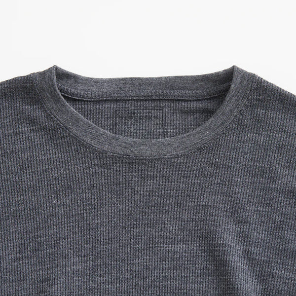 MERINO WAFFLE LONG T-SHIRT/メリノワッフル ロングTシャツ(CHARCOAL)