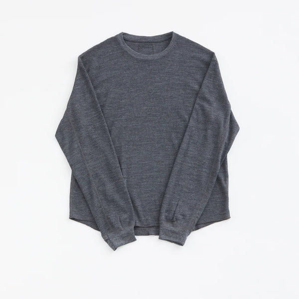 MERINO WAFFLE LONG T-SHIRT/メリノワッフル ロングTシャツ(CHARCOAL)