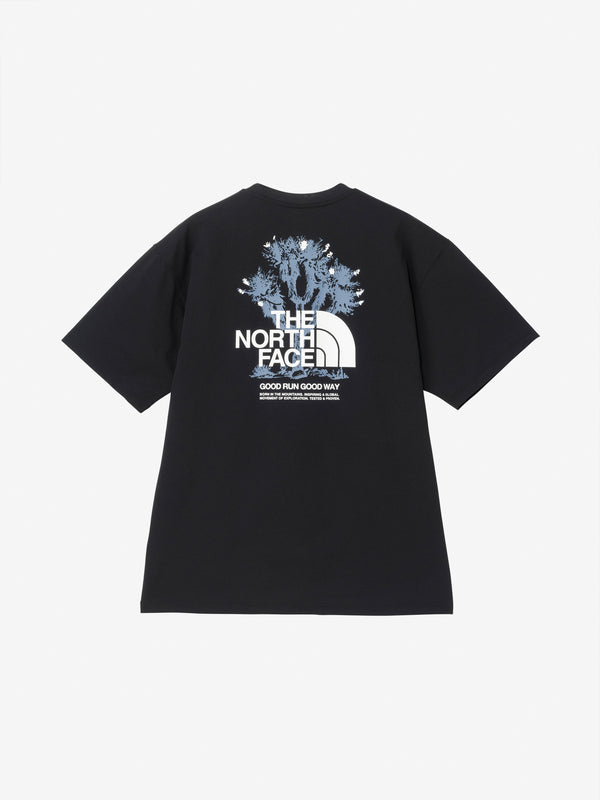 【THE NORTH FACE|ザノースフェイス】S/S FREE RUN ES GRAPHIC CREW/S/Sフリーラン ES グラフィッククルー(W ホワイト,CR キャバングレー,K ブラック)