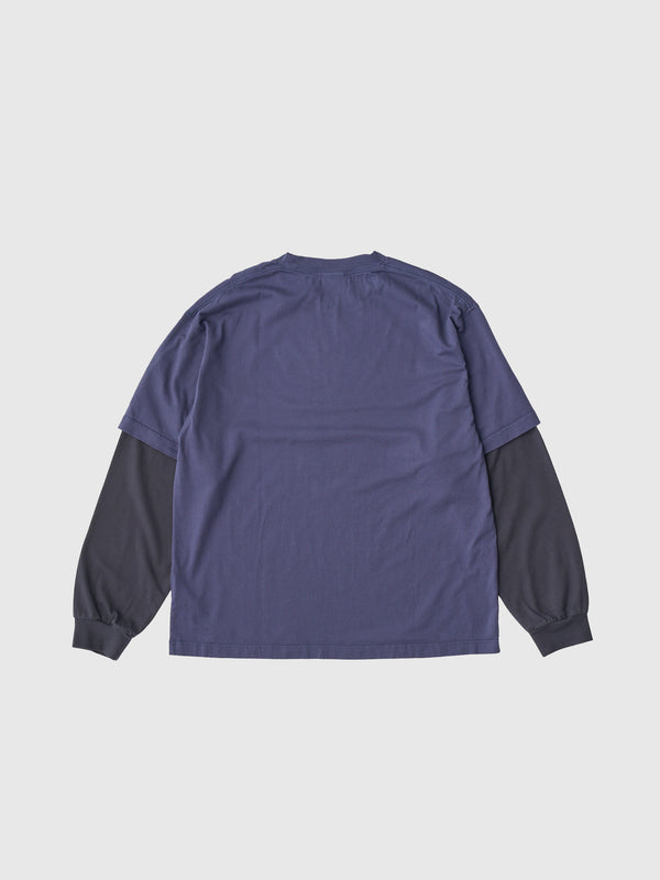 【SEDAN ALL-PURPOSE|セダンオールパーパス】OVAL LOGO LAYERED TEE/オーバルロゴレイヤードL/S Tシャツ(NAVY/CHARCOAL)
