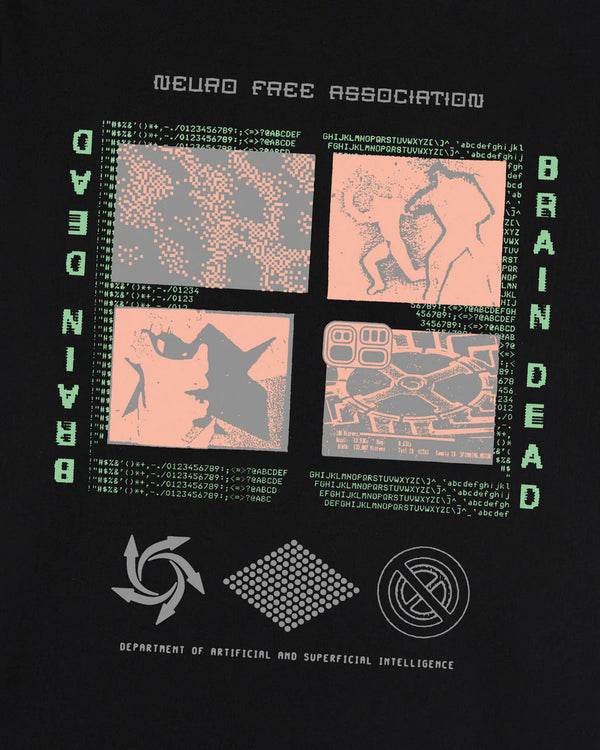 【BRAIN DEAD|ブレインデッド】NEURO FREE ASSOCIATION T-SHIRT/ニューロフリーアソシエーションTシャツ(WASHED BLACK)