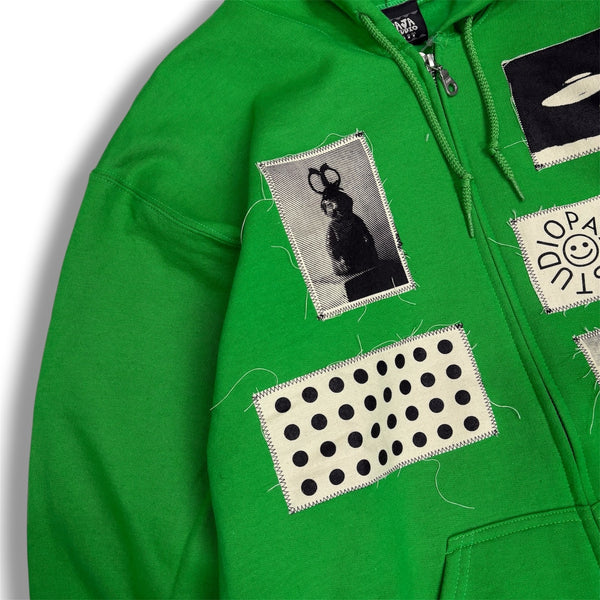 【PAJA STUDIO|パハ スタジオ】PASTING ZIP-UP HOODIE/パスティングジップアップフーディー(IRISH GREEN , BROWN) 正規取扱店舗 公式オンライン通販 島根 松江 26FW シルクスクリーンプリント