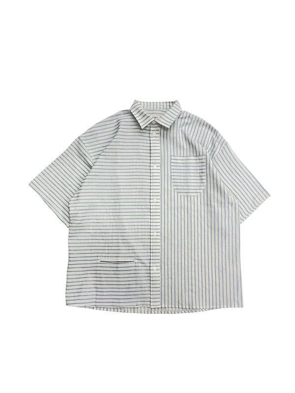 【NOROLL|ノーロール】NORMAL SHIRT STRIPE S/S/ノーマルシャツ ストライプSS(BROWN , BLUE)