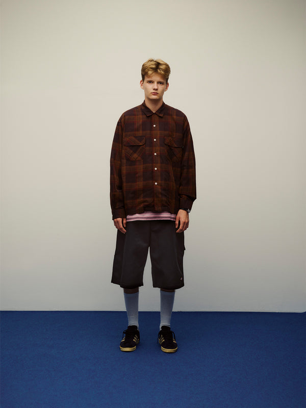 【SEDAN ALL-PURPOSE|セダンオールパーパス】MADRAS PLAID OPEN COLLAR SHIRT/マドラスプレイド オープンカラーシャツ(BROWN/BURGUNDY)