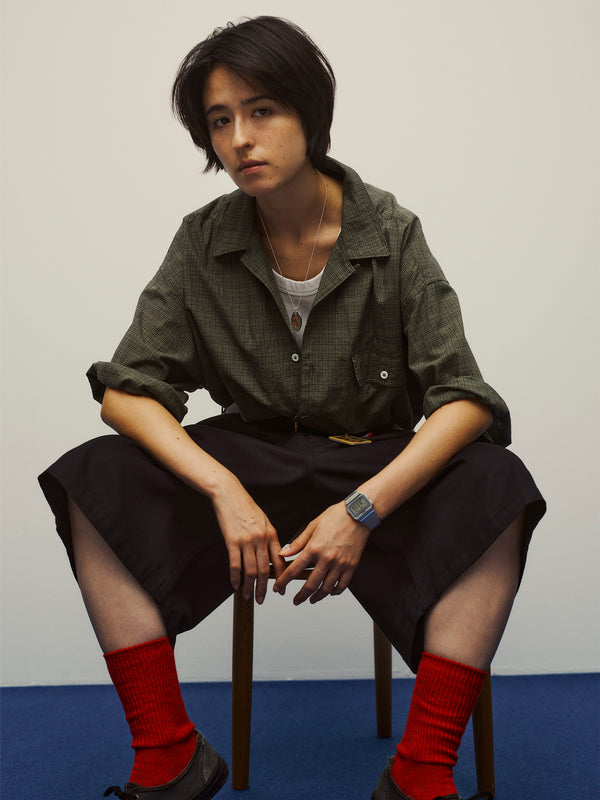 【SEDAN ALL-PURPOSE|セダンオールパーパス】DOBBY PLAID OPEN COLLAR S/S SHIRT/ドビープラッドオープンカラーS/Sシャツ(KHAKI BROWN , BLUE GREY , LIGHT OLIVE)