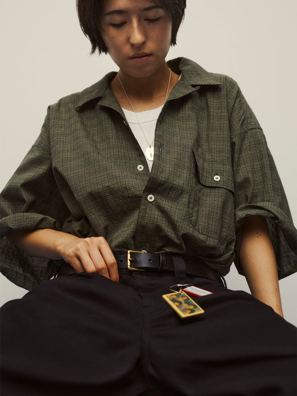 【SEDAN ALL-PURPOSE|セダンオールパーパス】DOBBY PLAID OPEN COLLAR S/S SHIRT/ドビープラッドオープンカラーS/Sシャツ(KHAKI BROWN , BLUE GREY , LIGHT OLIVE)