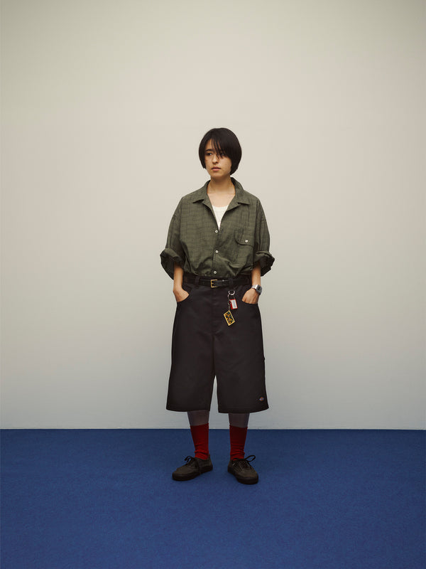 【SEDAN ALL-PURPOSE|セダンオールパーパス】DOBBY PLAID OPEN COLLAR S/S SHIRT/ドビープラッドオープンカラーS/Sシャツ(KHAKI BROWN , BLUE GREY , LIGHT OLIVE)