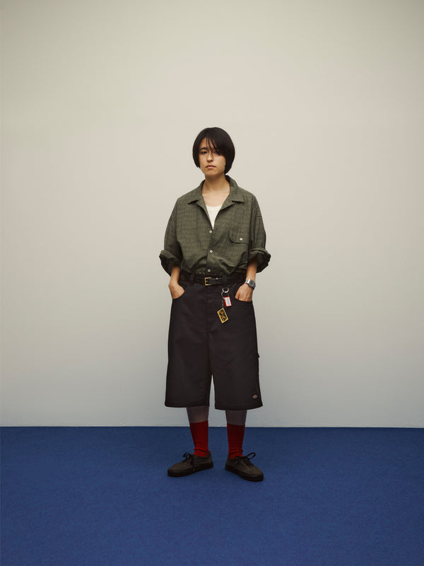 【SEDAN ALL-PURPOSE|セダンオールパーパス】DOBBY PLAID OPEN COLLAR S/S SHIRT/ドビープラッドオープンカラーS/Sシャツ(KHAKI BROWN , BLUE GREY , LIGHT OLIVE)