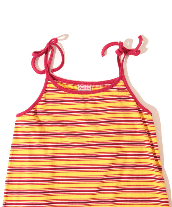 【WALLA WALLA SPORT|ワラワラスポーツ】STRIPE CAMISOLE ONE-PIECE/ストライプ キャミソール ワンピース(YELLOW/RED)