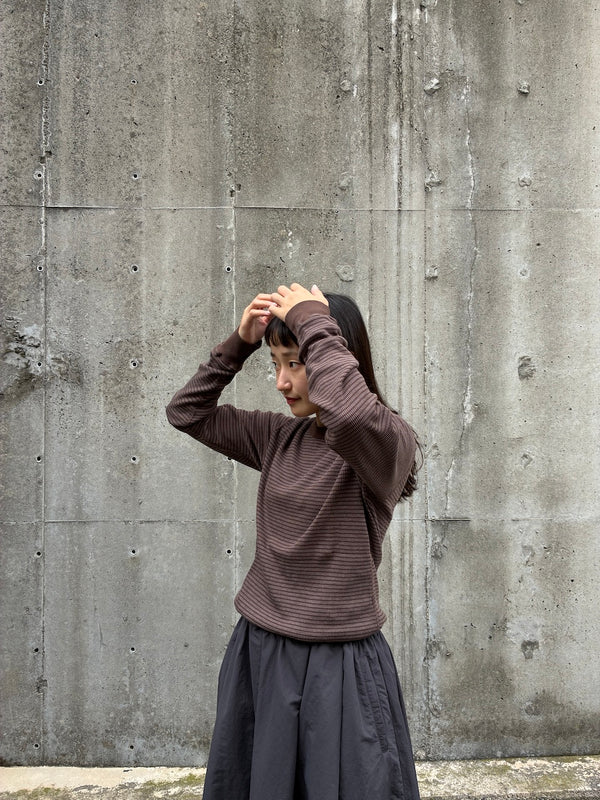 【WALLA WALLA SPORT|ワラワラスポーツ】STRIPE THERMAL CREW/ストライプサーマルクルー(BRICK , DARK INDIGO , OLD GREEN , DARK BROWN)