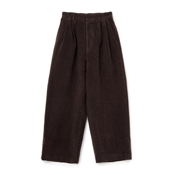 【SOL soonerorlater|ソル スーナーオアレイター】WOOL-BLEND EASY 2-TUCK PANTS/ウールブレンドイージー2タックパンツ(BROWN) 正規取扱店舗 公式オンライン通販 島根 松江 26FW イージーパンツ