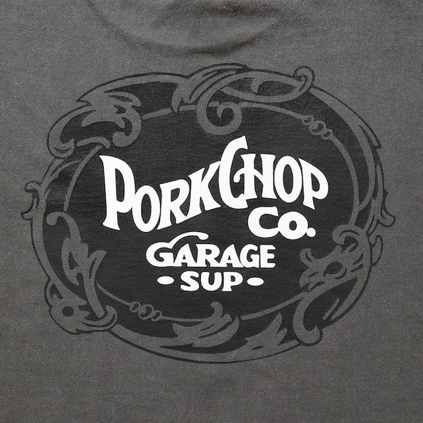 【PORKCHOP GARAGE SUPPLY|ポークチョップ ガレージ サプライ】F LEAF LOGO TEE / F リーフロゴ TEE(FADE NAVY,FADE GRAY)
