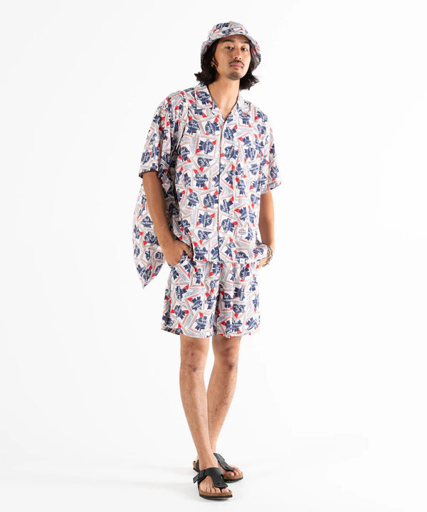 【BEDWIN |ベドウィン】Pabst Ex. S/S OPEN COLLAR SHIRT "COLIN" (MIX) - STREAM【BEDWIN |ベドウィン】Pabst Ex. S/S OPEN COLLAR SHIRT "COLIN" (MIX)STREAML