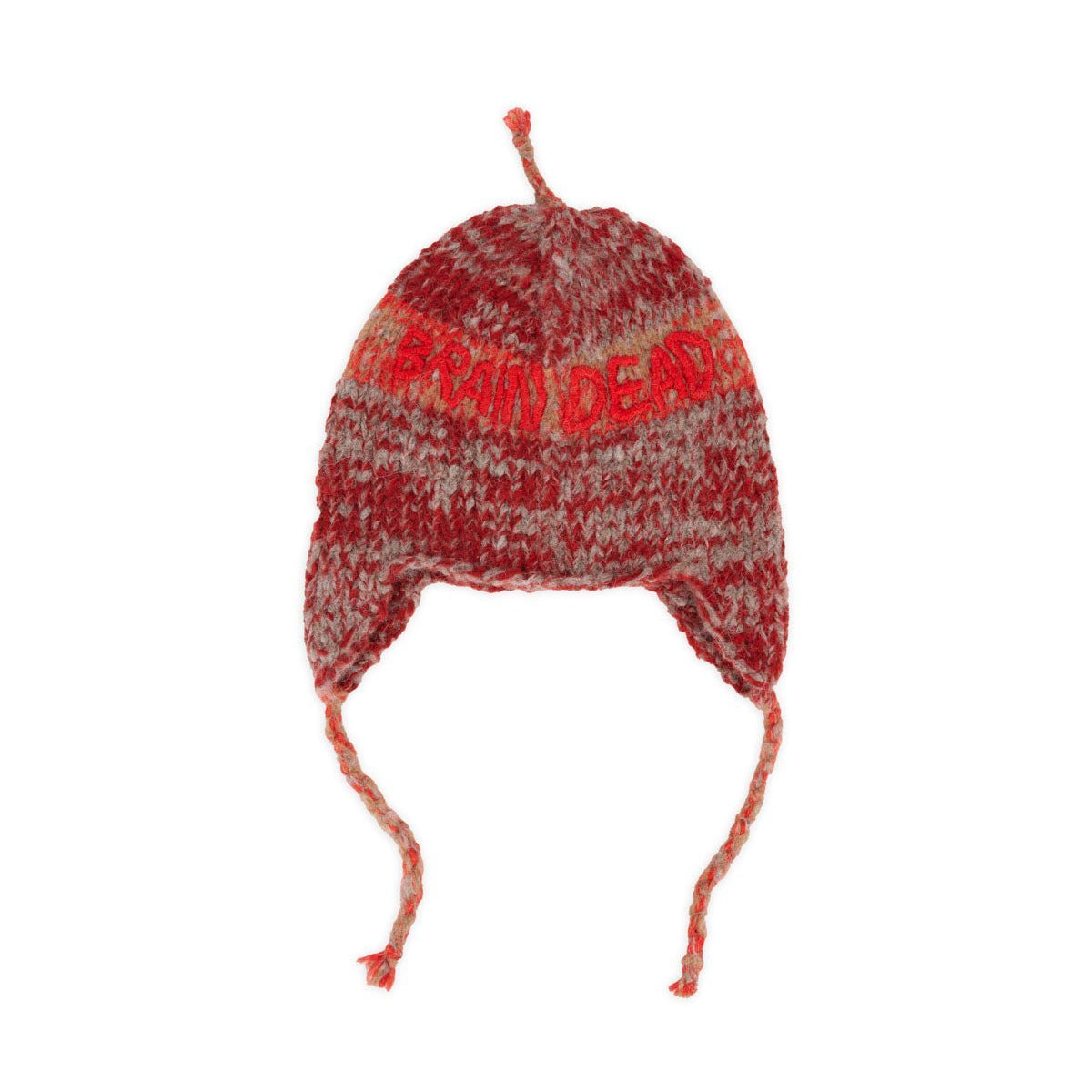 ALPCA KNIT EAR FLAP BEANIE - アルパカニットイヤーフラップビーニー - 赤系の多色デザイン – STREAM