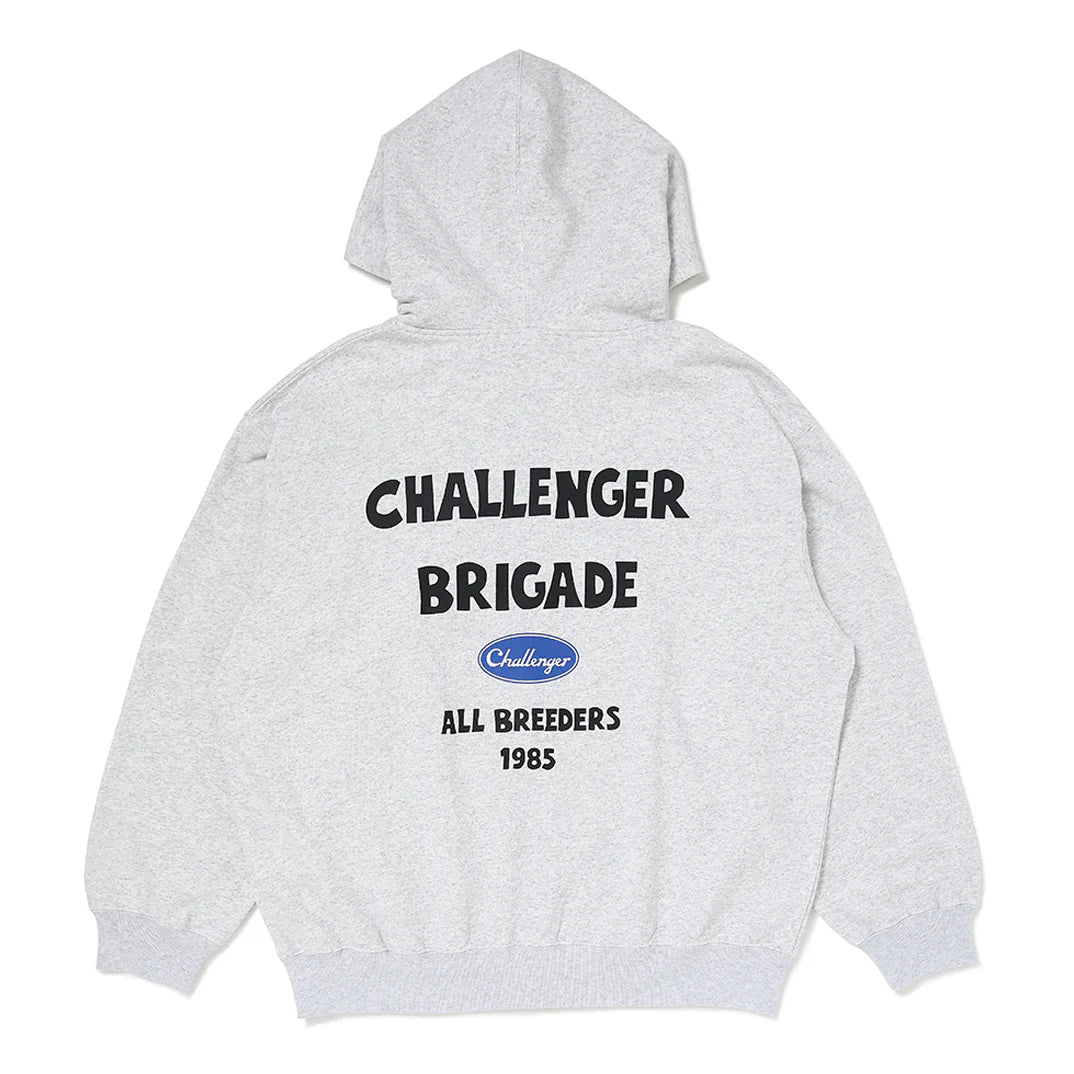 CHALLENGER Logo Patch Hoodie 長瀬智也 グレー CHALLENGER|チャレンジャー BRIGADE ZIP HOODIE 長瀬智也 正規取扱店舗