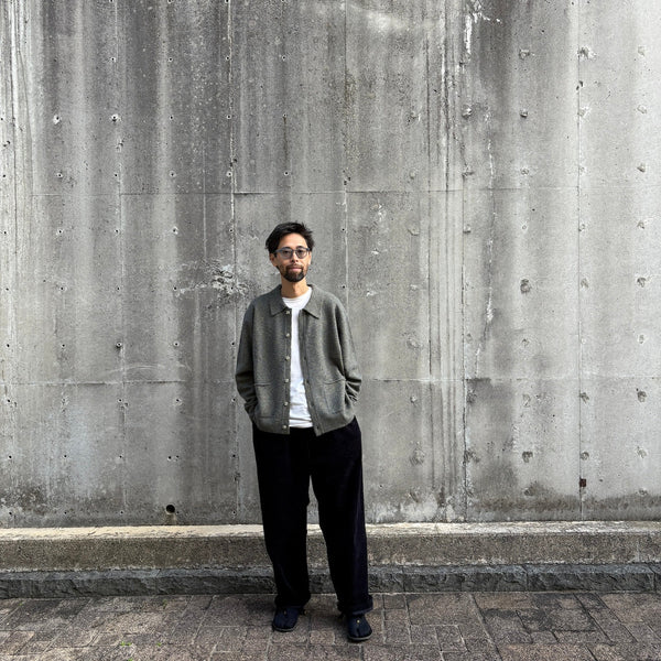 【CREPUSCULE|クレプスキュール】M - G POLO CARDIGAN/M - Gポロカーディガン(GREY×GREEN , GREY×MUSTARD , GREY×BROWN) - STREAM