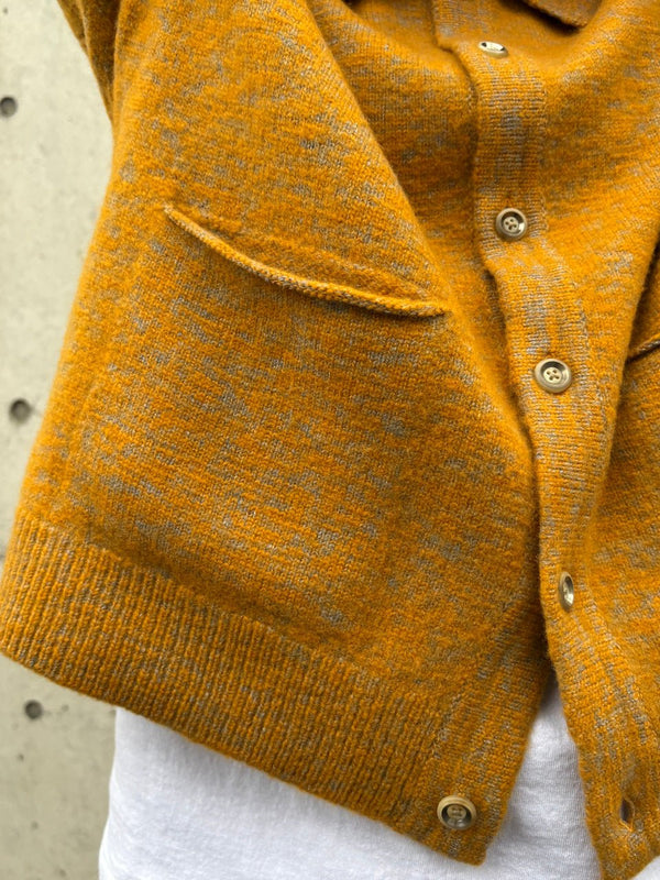 【CREPUSCULE|クレプスキュール】M - G POLO CARDIGAN/M - Gポロカーディガン(GREY×GREEN , GREY×MUSTARD , GREY×BROWN) - STREAM