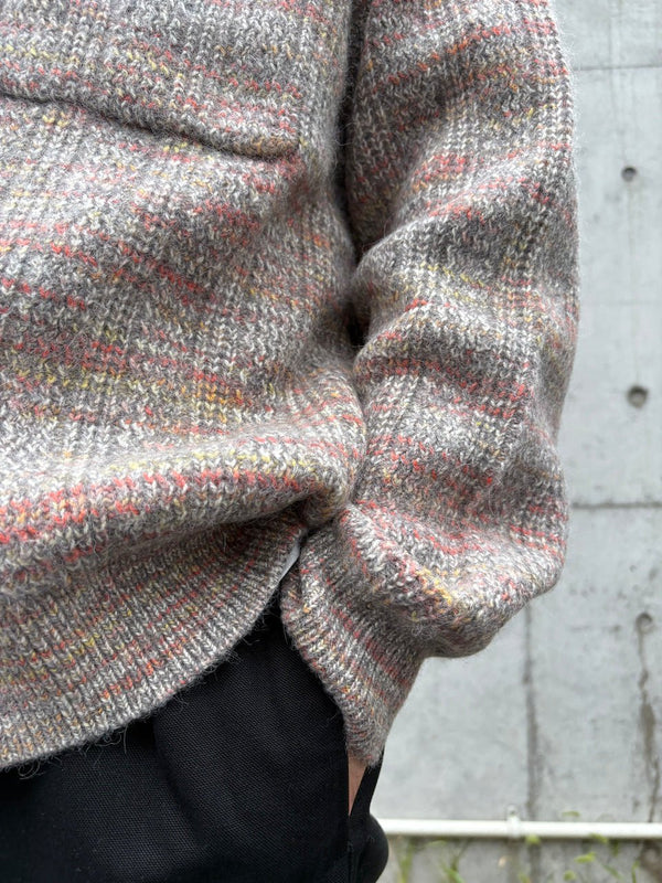【CREPUSCULE|クレプスキュール】RIB PATTERN KNIT JACKET/リブパターンニットジャケット(GREY×ORANGE) - STREAM【CREPUSCULE|クレプスキュール】RIB PATTERN KNIT JACKET/リブパターンニットジャケット(GREY×ORANGE)STREAMGREYxORANGE1