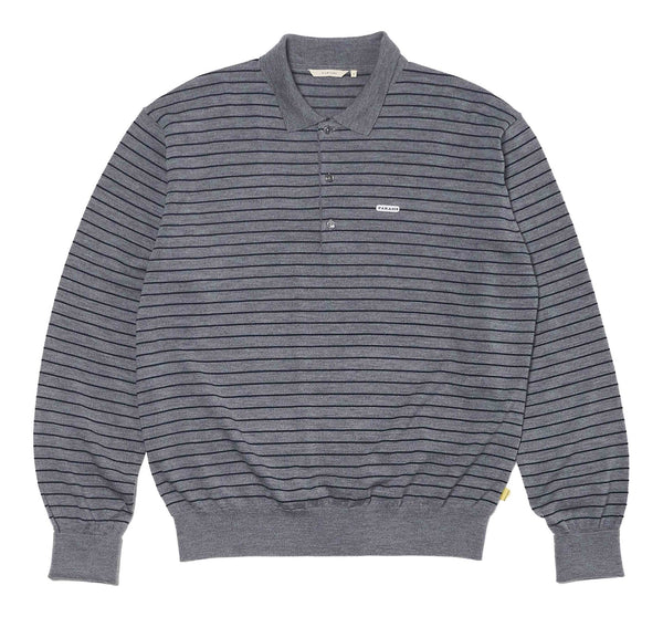 【FARAH|ファーラー】HIGH GAUGE STRIPED POLO SHIRT/ハイゲージストライプドポロシャツ(GREY) - STREAM【FARAH|ファーラー】HIGH GAUGE STRIPED POLO SHIRT/ハイゲージストライプドポロシャツ(GREY)STREAMM