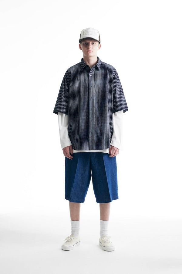 【FARAH|ファーラー】NO TUCK WIDE SHORTS/ノータックワイドショーツ(ONE WASH) - STREAM【FARAH|ファーラー】NO TUCK WIDE SHORTS/ノータックワイドショーツ(ONE WASH)STREAM30inch