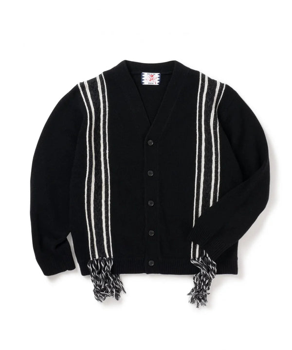 【SON OF THE CHEESE|サノバチーズ 】FRINGE KNIT CARDIGAN/フリンジ ニットカーディガン(BLACK)