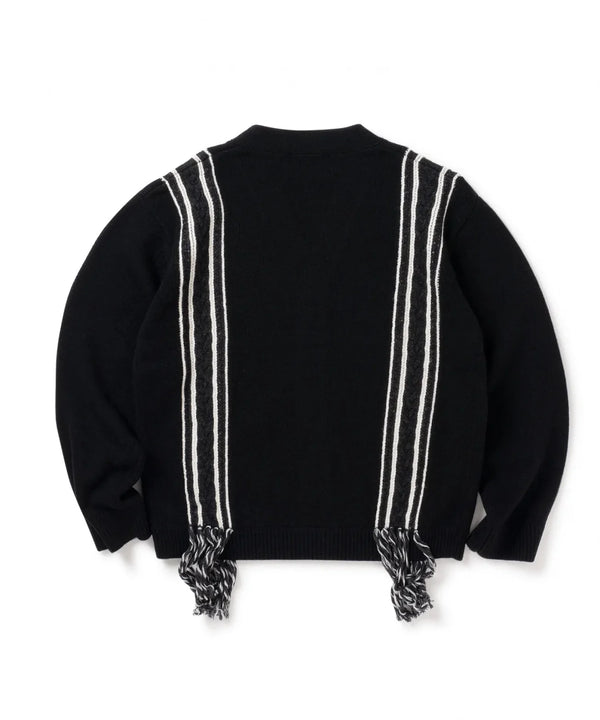 【SON OF THE CHEESE|サノバチーズ 】FRINGE KNIT CARDIGAN/フリンジ ニットカーディガン(BLACK)