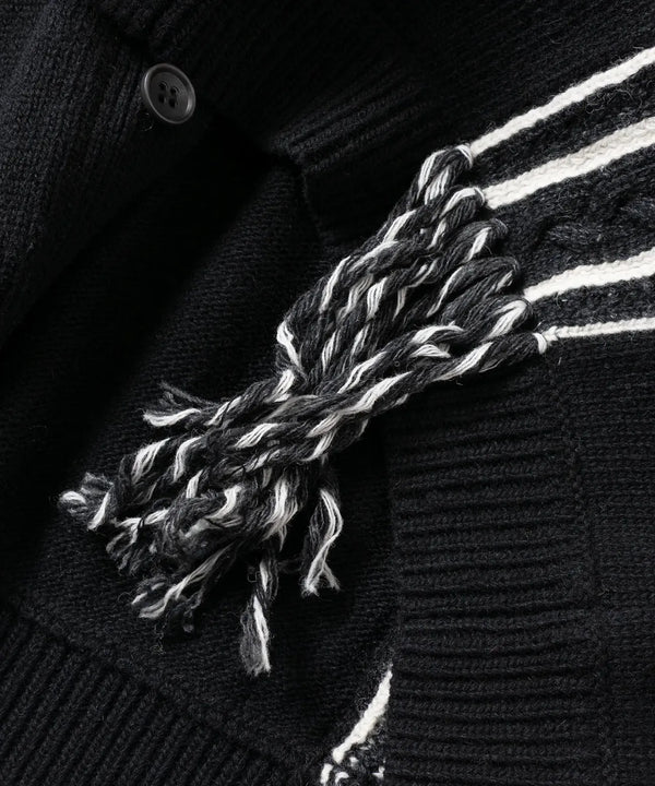 【SON OF THE CHEESE|サノバチーズ 】FRINGE KNIT CARDIGAN/フリンジ ニットカーディガン(BLACK)