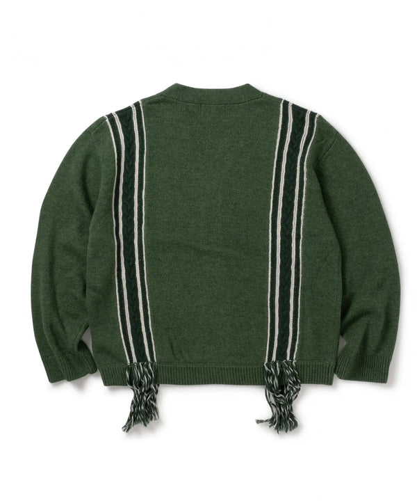 FRINGE KNIT CARDIGAN/フリンジ ニットカーディガン(GREEN)