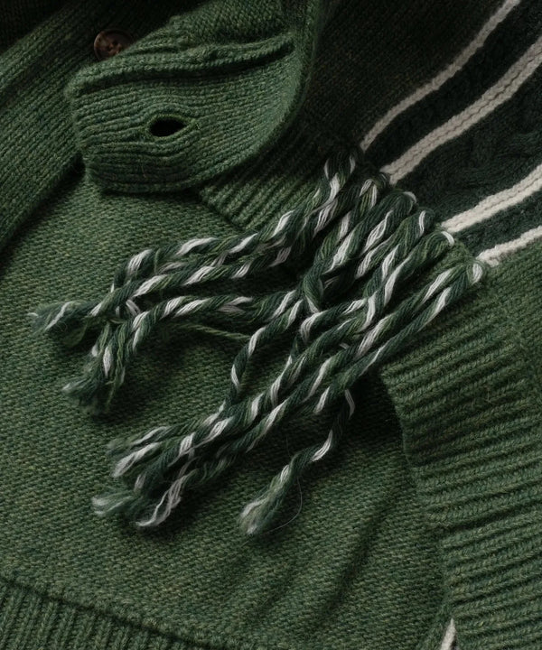 FRINGE KNIT CARDIGAN/フリンジ ニットカーディガン(GREEN)