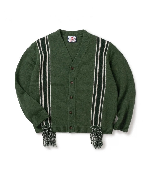 FRINGE KNIT CARDIGAN/フリンジ ニットカーディガン(GREEN)