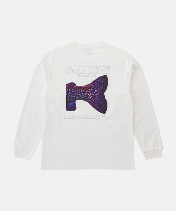 【GRAMICCI|グラミチ】TROUTTAIL L/S TEE/トラウトテイルロングスリーブTシャツ(WHITE , VINTAGE BLACK) - STREAM【GRAMICCI|グラミチ】TROUTTAIL L/S TEE/トラウトテイルロングスリーブTシャツ(WHITE , VINTAGE BLACK)STREAMWHITES