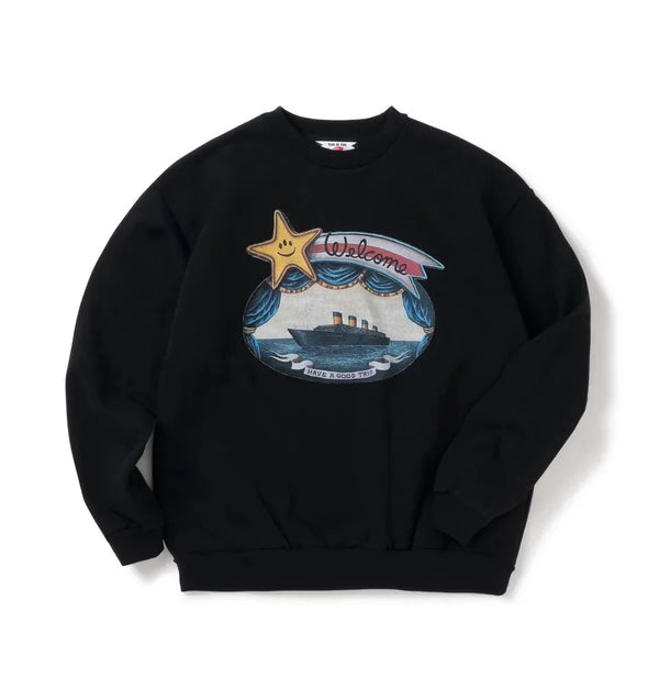 【SON OF THE CHEESE|サノバチーズ 】JOURNEY CREWNECK SWEATSHIRT/ジャーニークルーネックスェットシャツ(BLACK)