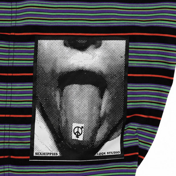 【LQQK STUDIO|ルックスタジオ】×SEXHIPPIES MULTI BORDER HOODED L/S TEE(MULTI BORDER)