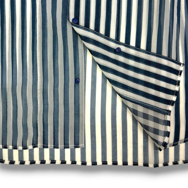 【迷迭香|マンネンロウ】MESH L/S SHIRT STRIPE/メッシュ L/S シャツ ストライプ(BLUE)