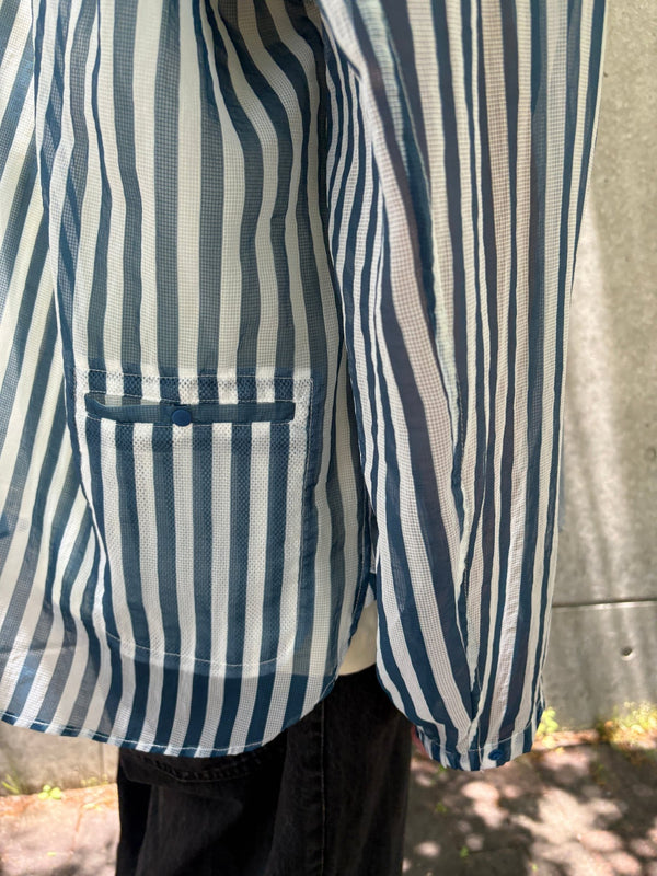 【迷迭香|マンネンロウ】MESH L/S SHIRT STRIPE/メッシュ L/S シャツ ストライプ(BLUE)