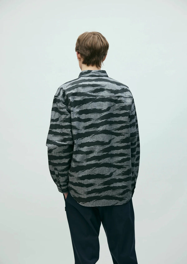 CAMO PATTERN CHAMBRAY SHIRT LS