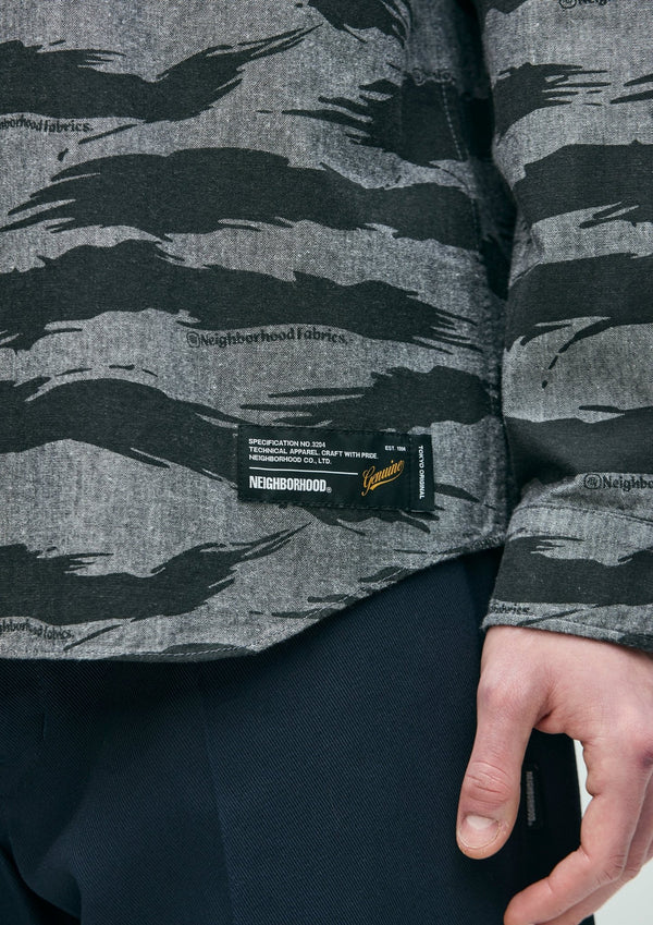 CAMO PATTERN CHAMBRAY SHIRT LS