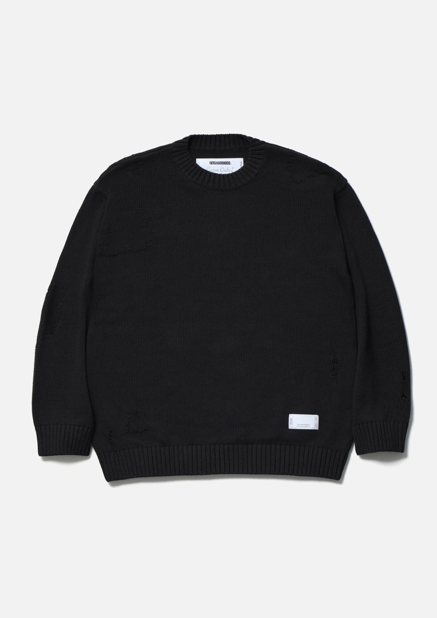サベージクルーネックセーター - BLACKとCHACOALのKNIT / CUT SEWN サベージクルーネックセーター - BLACKとCHACOALのKNIT / CUT SEWN