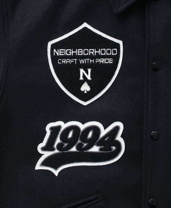 【NEIGHBORHOOD|ネイバーフッド】STADIUM JACKET/スタジアムジャケット(BLACK×WHITE)