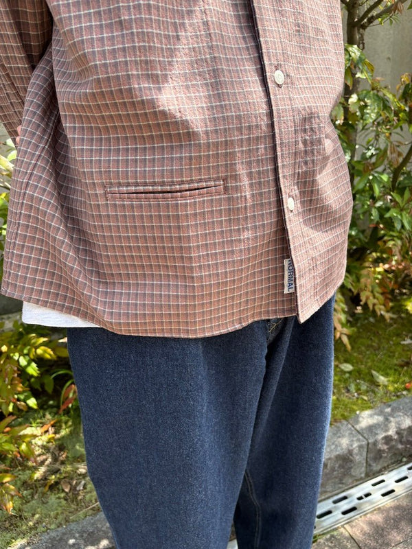 【NOROLL|ノーロール】NORMAL PANAMA L/S SHIRT(PANAMA CHECK) - STREAM