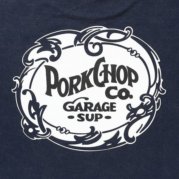 【PORKCHOP GARAGE SUPPLY|ポークチョップ ガレージ サプライ】F LEAF LOGO TEE / F リーフロゴ TEE(FADE NAVY,FADE GRAY)
