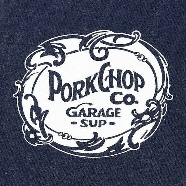 【PORKCHOP GARAGE SUPPLY|ポークチョップ ガレージ サプライ】F LEAF LOGO TEE / F リーフロゴ TEE(FADE NAVY,FADE GRAY)