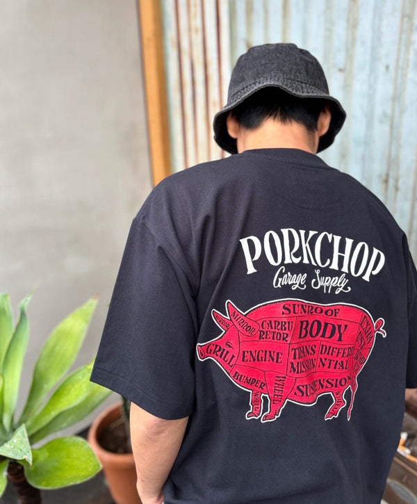 PORKCHOP - PORK BACK TEE / BLACK×WHRD / プリントロンティー