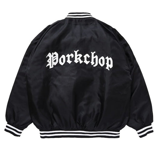 【PORKCHOP GARAGE SUPPLY|ポークチョップ ガレージ サプライ】SATIN SPORT JKT/サテンスポーツジャケット(BLACK) - STREAM【PORKCHOP GARAGE SUPPLY|ポークチョップ ガレージ サプライ】SATIN SPORT JKT/サテンスポーツジャケット(BLACK)STREAMM