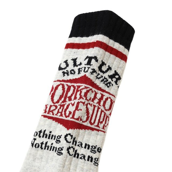 【PORKCHOP GARAGE SUPPLY|ポークチョップ ガレージ サプライ】WAVE LOGO SOX /ウェーブロゴソックス (WHITE,GRAY,BLACK)
