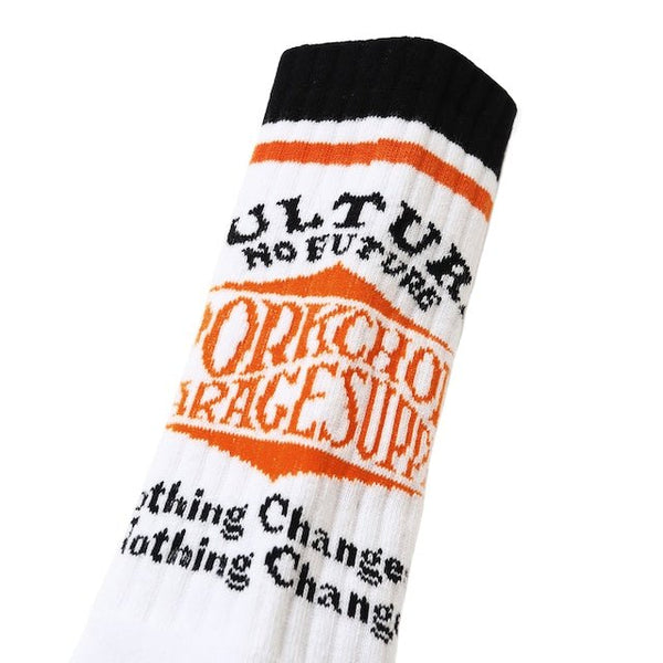 【PORKCHOP GARAGE SUPPLY|ポークチョップ ガレージ サプライ】WAVE LOGO SOX /ウェーブロゴソックス (WHITE,GRAY,BLACK)