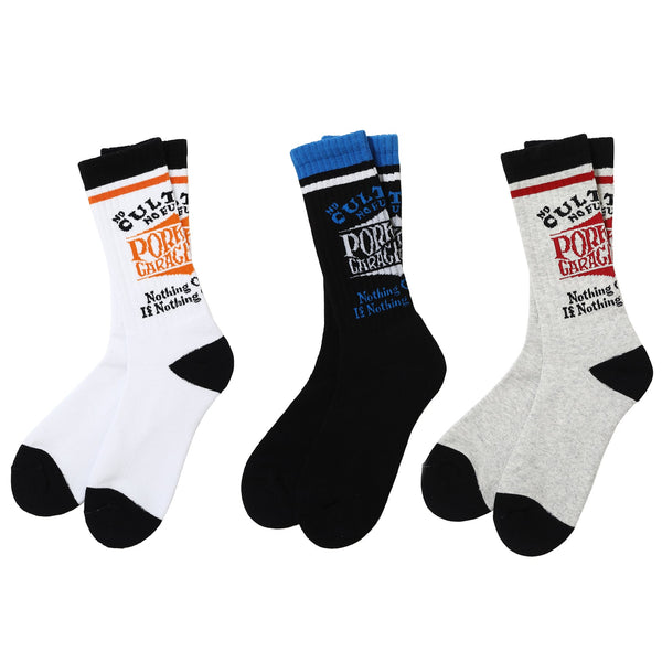 【PORKCHOP GARAGE SUPPLY|ポークチョップ ガレージ サプライ】WAVE LOGO SOX /ウェーブロゴソックス (WHITE,GRAY,BLACK)